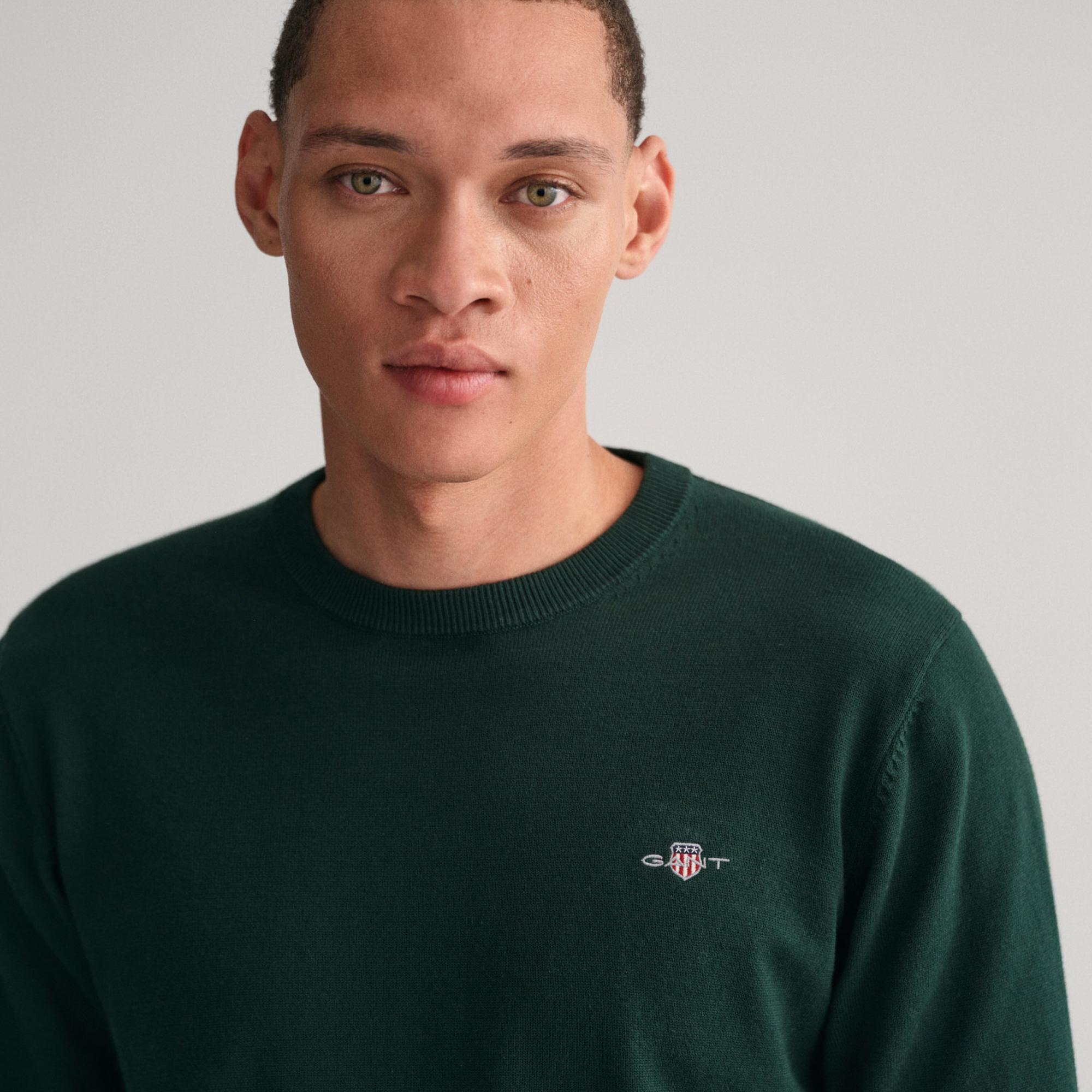 GANT Erkek Yeşil Regular Fit Bisiklet Yaka Kazak