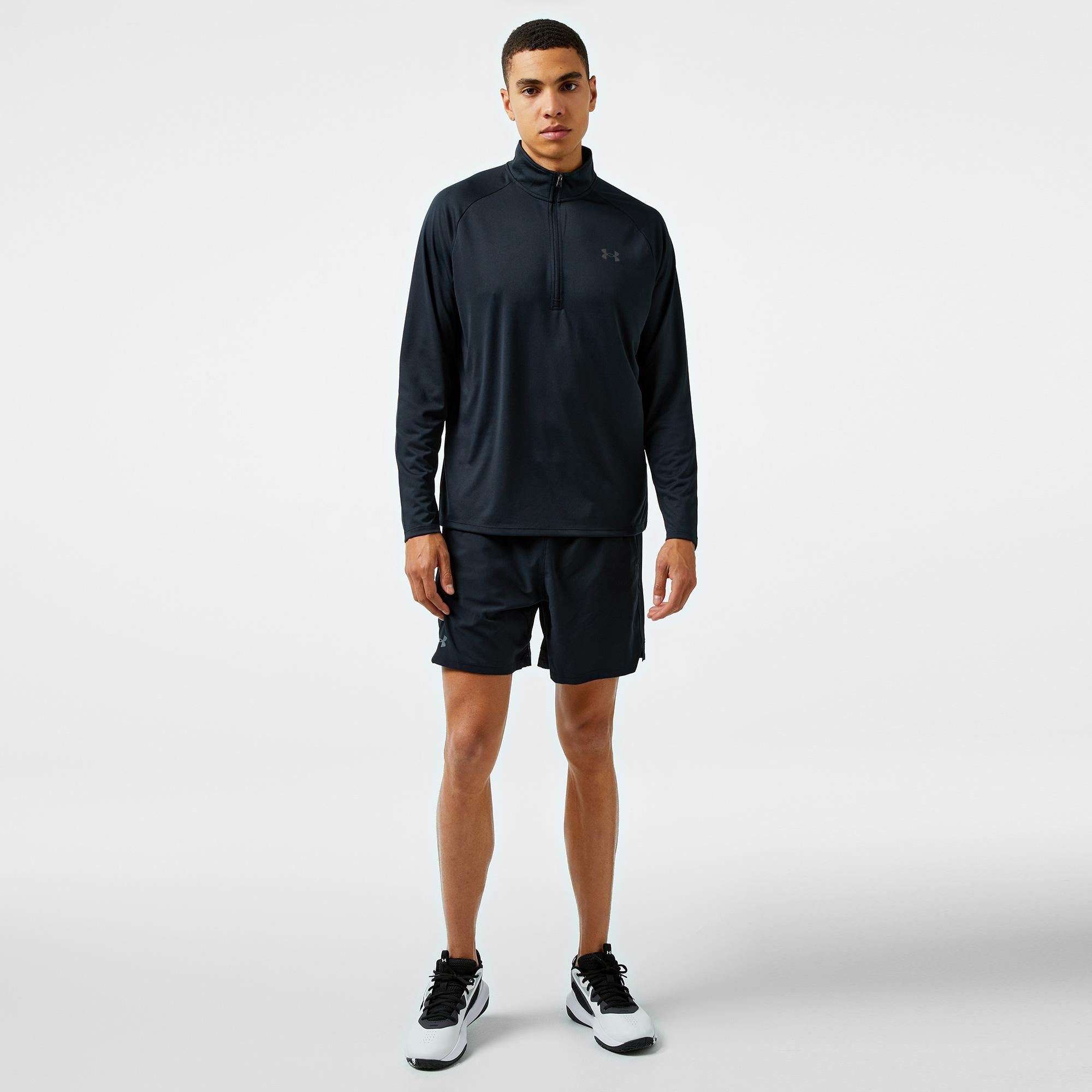 Under Armour Tech 2.0 1/2 Zipped Erkek Siyah Uzun Kollu T-Shirt