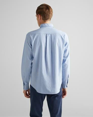  GANT Erkek Mavi Regular Fit Düğmeli Yaka Çizgili Oxford Gömlek