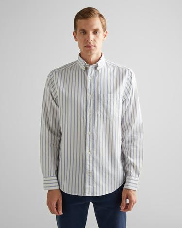  GANT Erkek Beyaz Regular Fit Düğmeli Yaka Çizgili Oxford Gömlek