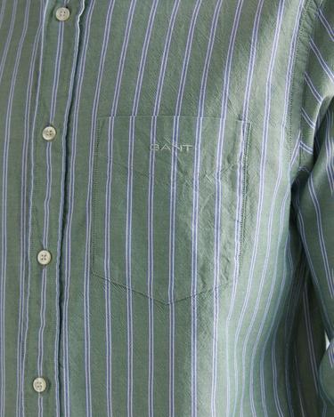  GANT Erkek Yeşil Regular Fit Düğmeli Yaka Çizgili Oxford Gömlek
