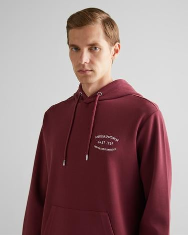  GANT Erkek Bordo Regular Fit Kapüşonlu Logolu Sweatshirt