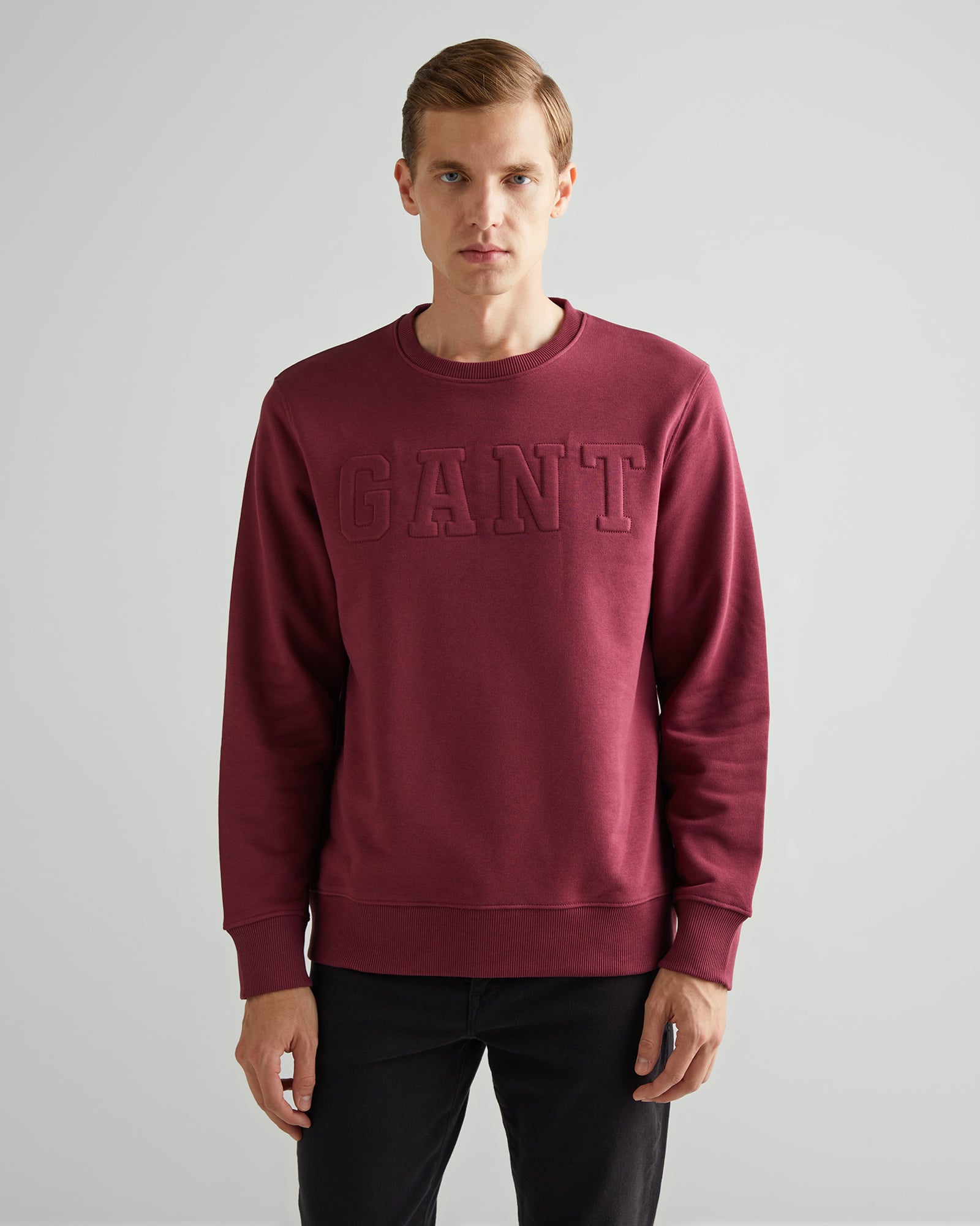  GANT Erkek Bordo Regular Fit Bisiklet Yaka Logolu Sweatshirt