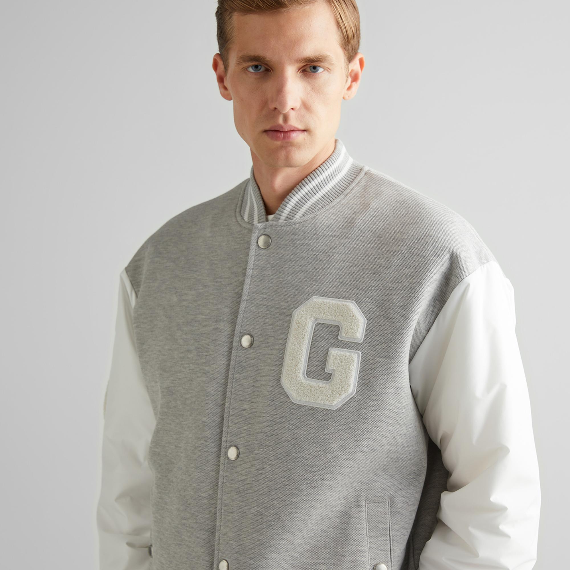 GANT Erkek Gri Relaxed Fit Hakim Yaka Logolu Bomber Ceket