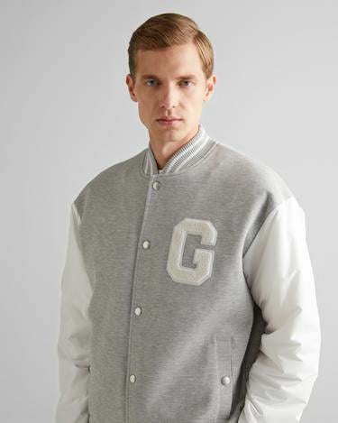  GANT Erkek Gri Relaxed Fit Hakim Yaka Logolu Bomber Ceket