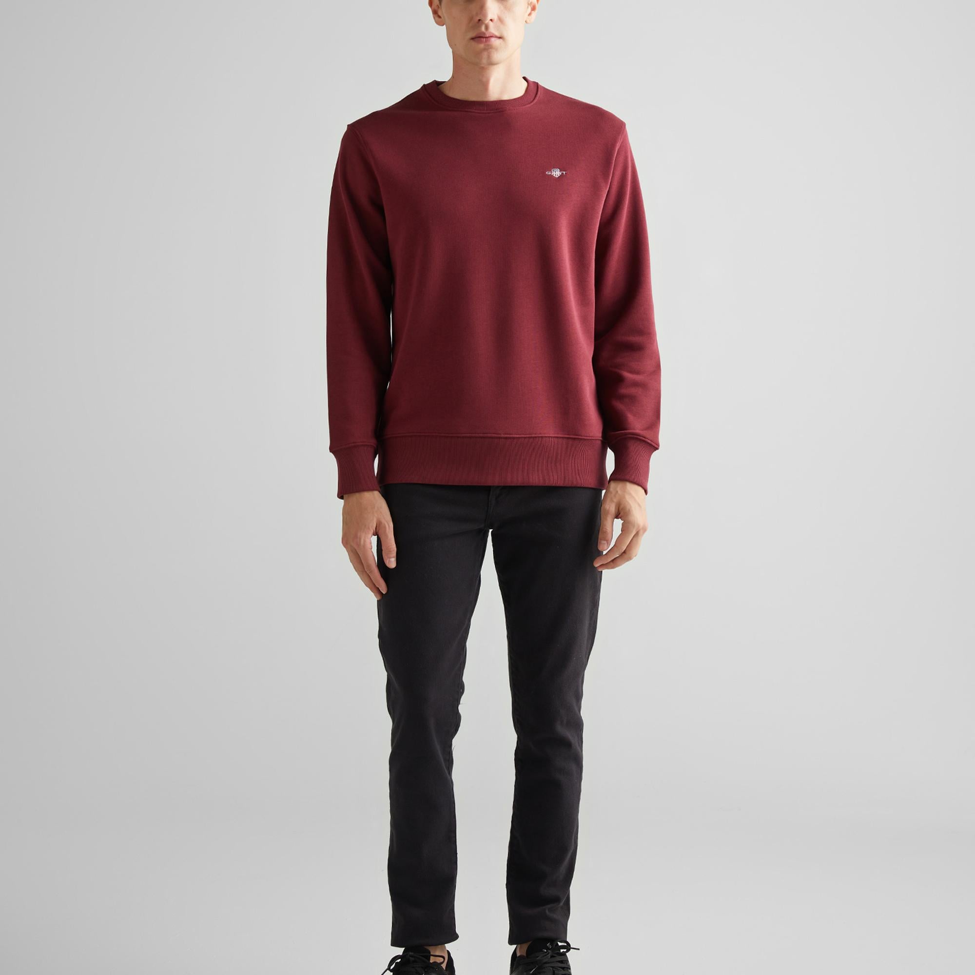 GANT Erkek Bordo Regular Fit Bisiklet Yaka Sweatshirt