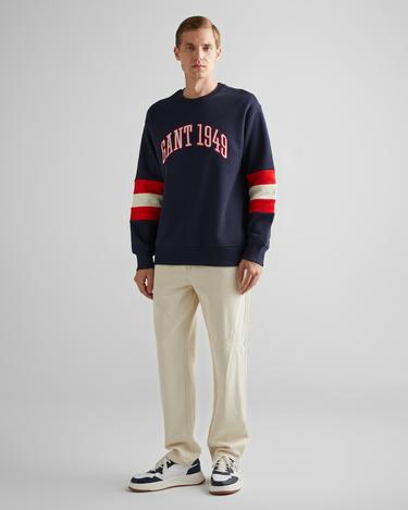 GANT Erkek Lacivert Relaxed Fit Bisiklet Yaka Renk Bloklu Sweatshirt