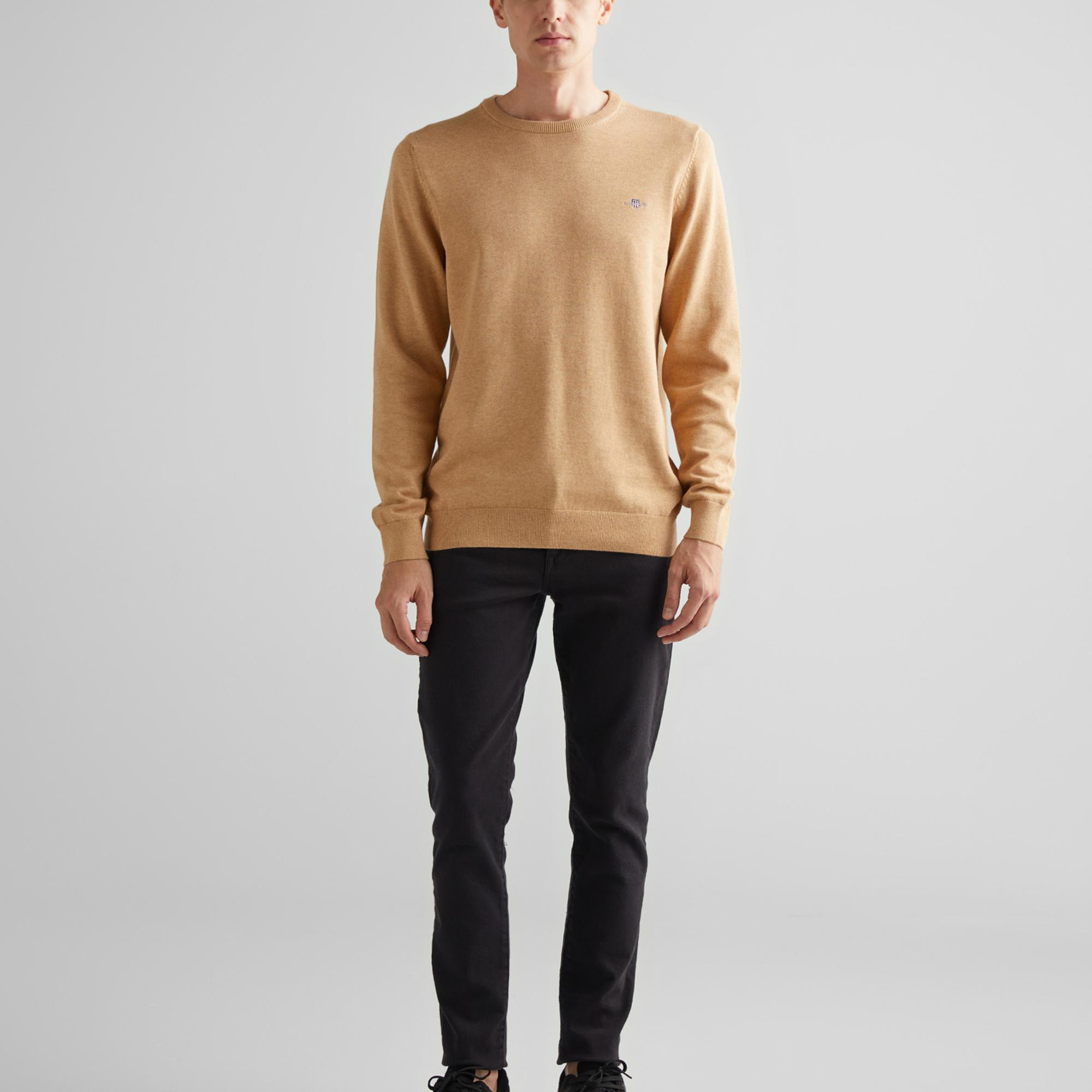 GANT Erkek Kahverengi Regular Fit Bisiklet Yaka Kazak