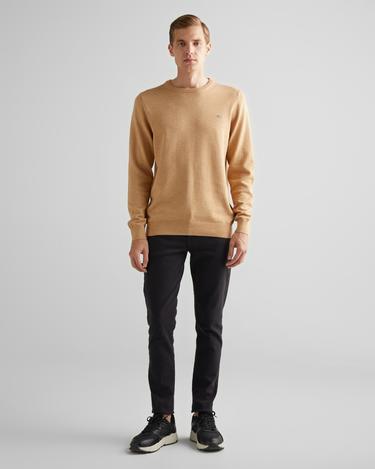  GANT Erkek Kahverengi Regular Fit Bisiklet Yaka Kazak