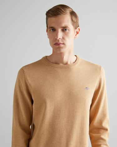  GANT Erkek Kahverengi Regular Fit Bisiklet Yaka Kazak