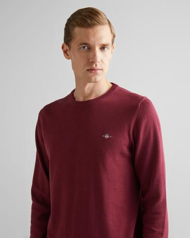 GANT Erkek Bordo Regular Fit Bisiklet Yaka Kazak