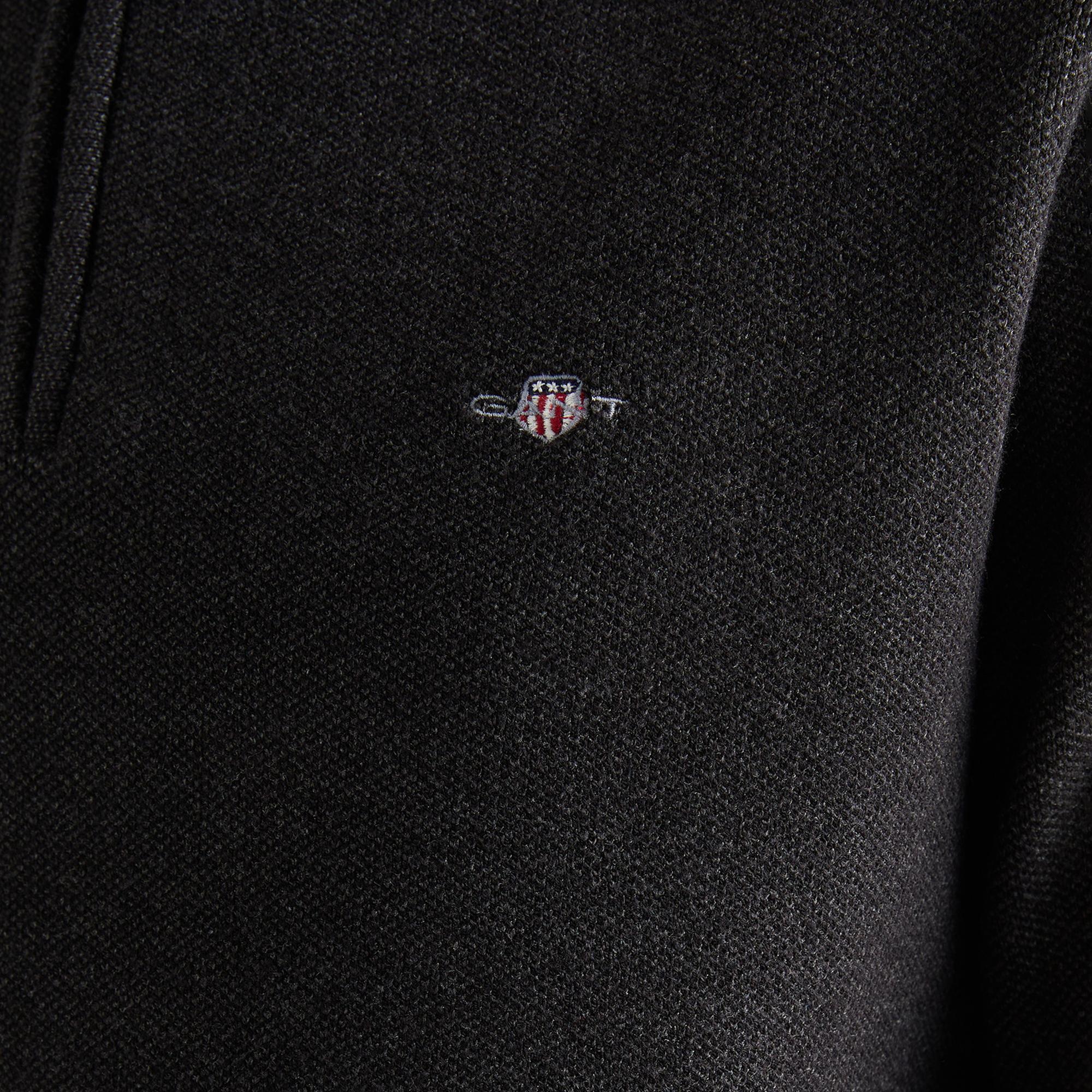 GANT Erkek Siyah Relaxed Fit Yarım Fermuarlı Renk Bloklu Kazak