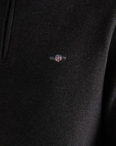  GANT Erkek Siyah Relaxed Fit Yarım Fermuarlı Renk Bloklu Kazak