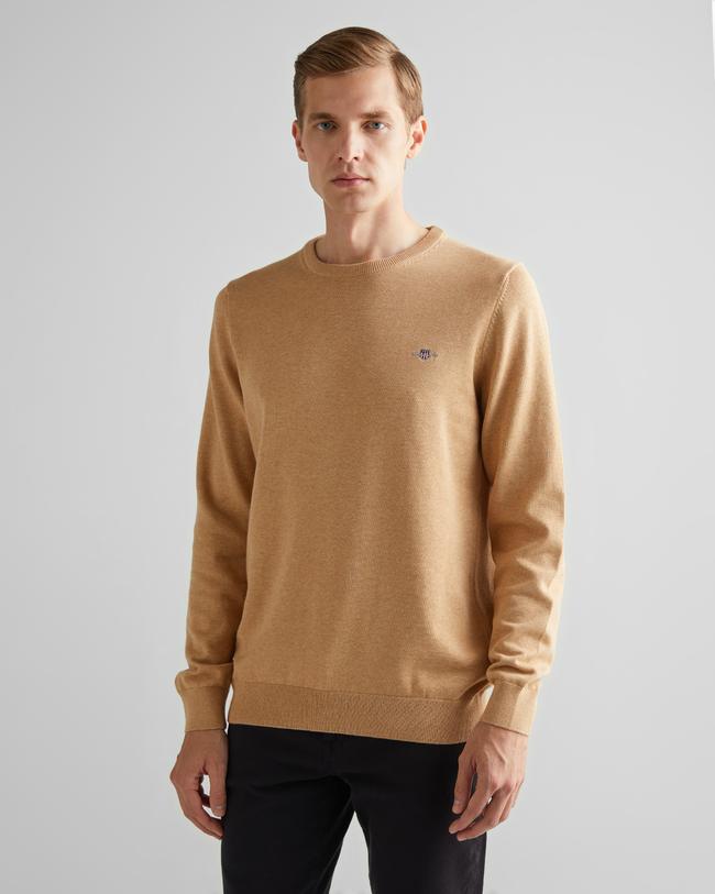  GANT Erkek Kahverengi Regular Fit Bisiklet Yaka Kazak