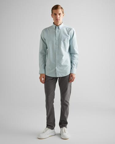  GANT Erkek Yeşil Regular Fit Düğmeli Yaka Çizgili Oxford Gömlek