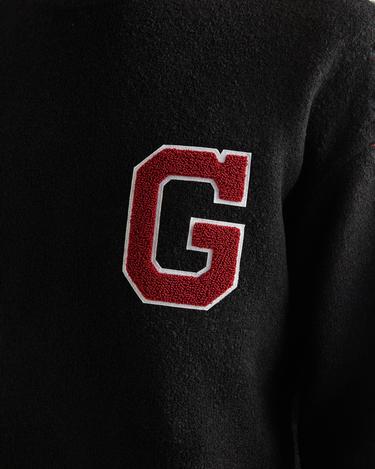  GANT Erkek Siyah Relaxed Fit Bisiklet Yaka Logolu Kazak