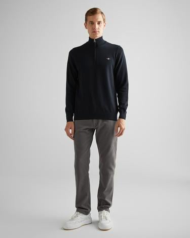  GANT Erkek Siyah Regular Fit Yarım Fermuarlı Kazak