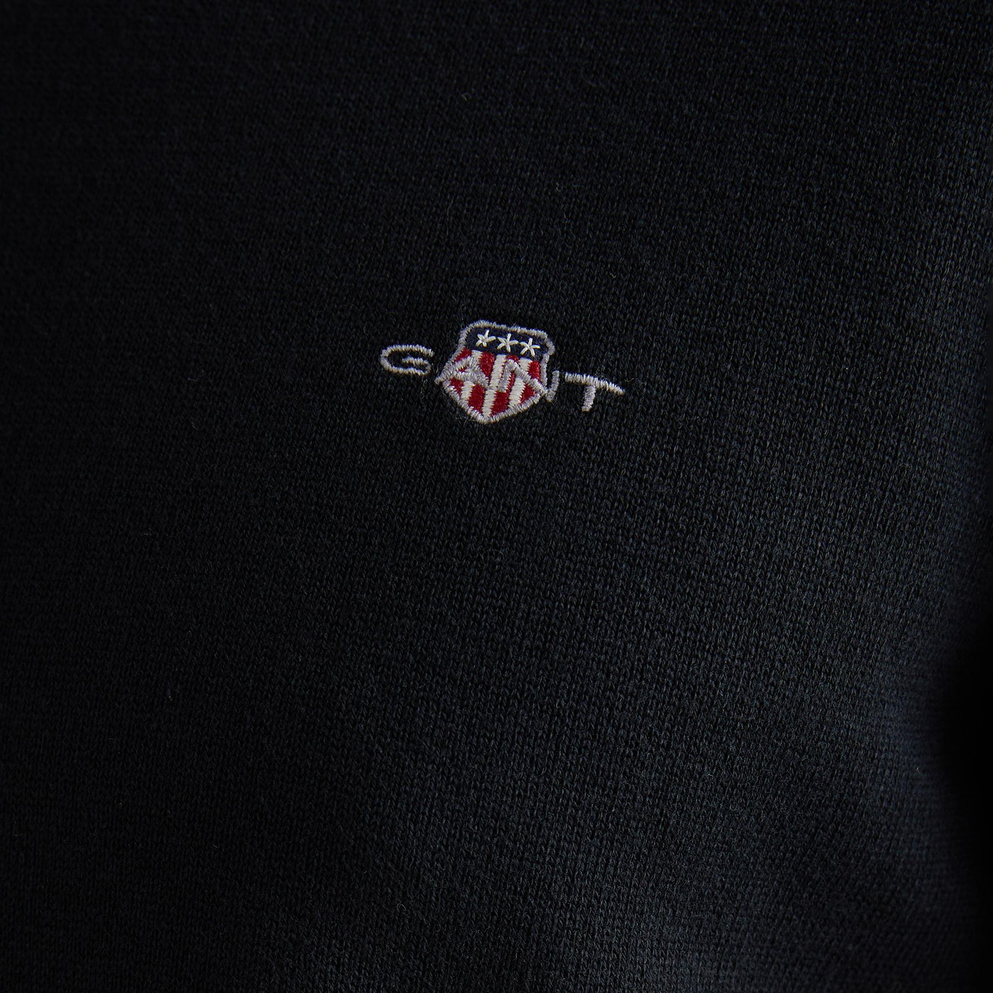 GANT Erkek Siyah Regular Fit Yarım Fermuarlı Kazak