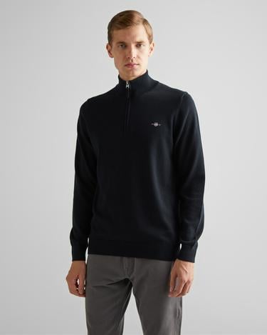  GANT Erkek Siyah Regular Fit Yarım Fermuarlı Kazak