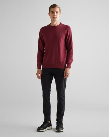  GANT Erkek Bordo Regular Fit Bisiklet Yaka Kazak