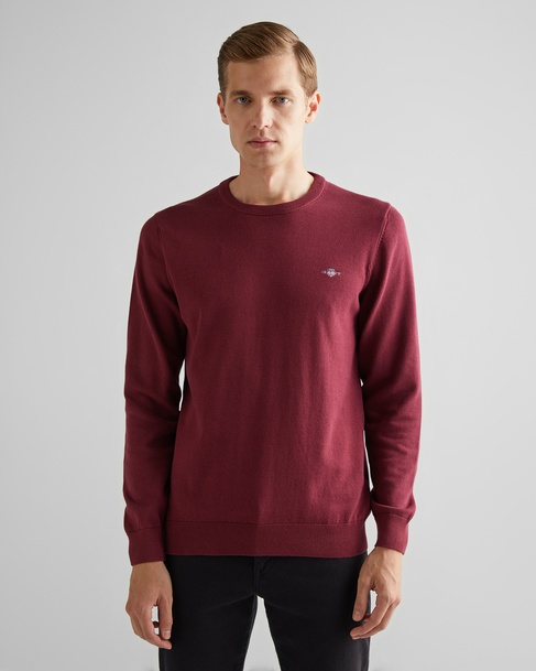  GANT Erkek Bordo Regular Fit Bisiklet Yaka Kazak