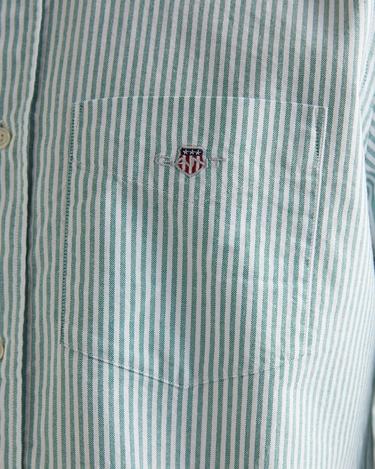  GANT Erkek Yeşil Regular Fit Düğmeli Yaka Çizgili Oxford Gömlek