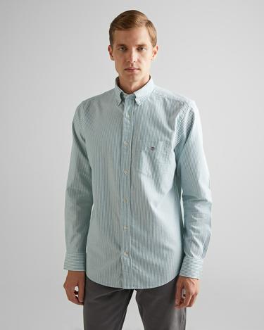  GANT Erkek Yeşil Regular Fit Düğmeli Yaka Çizgili Oxford Gömlek