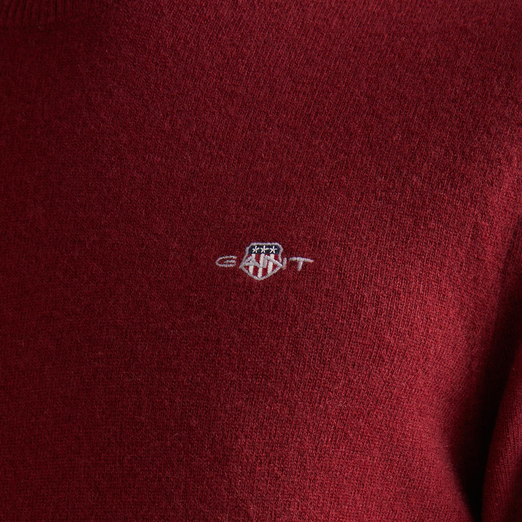 GANT Erkek Bordo Regular Fit Bisiklet Yaka Yün Kazak