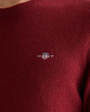  GANT Erkek Bordo Regular Fit Bisiklet Yaka Yün Kazak