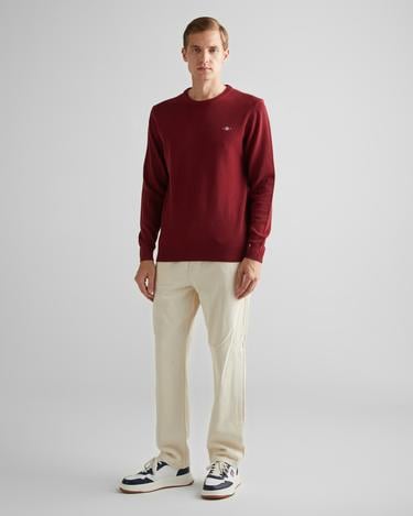  GANT Erkek Bordo Regular Fit Bisiklet Yaka Yün Kazak