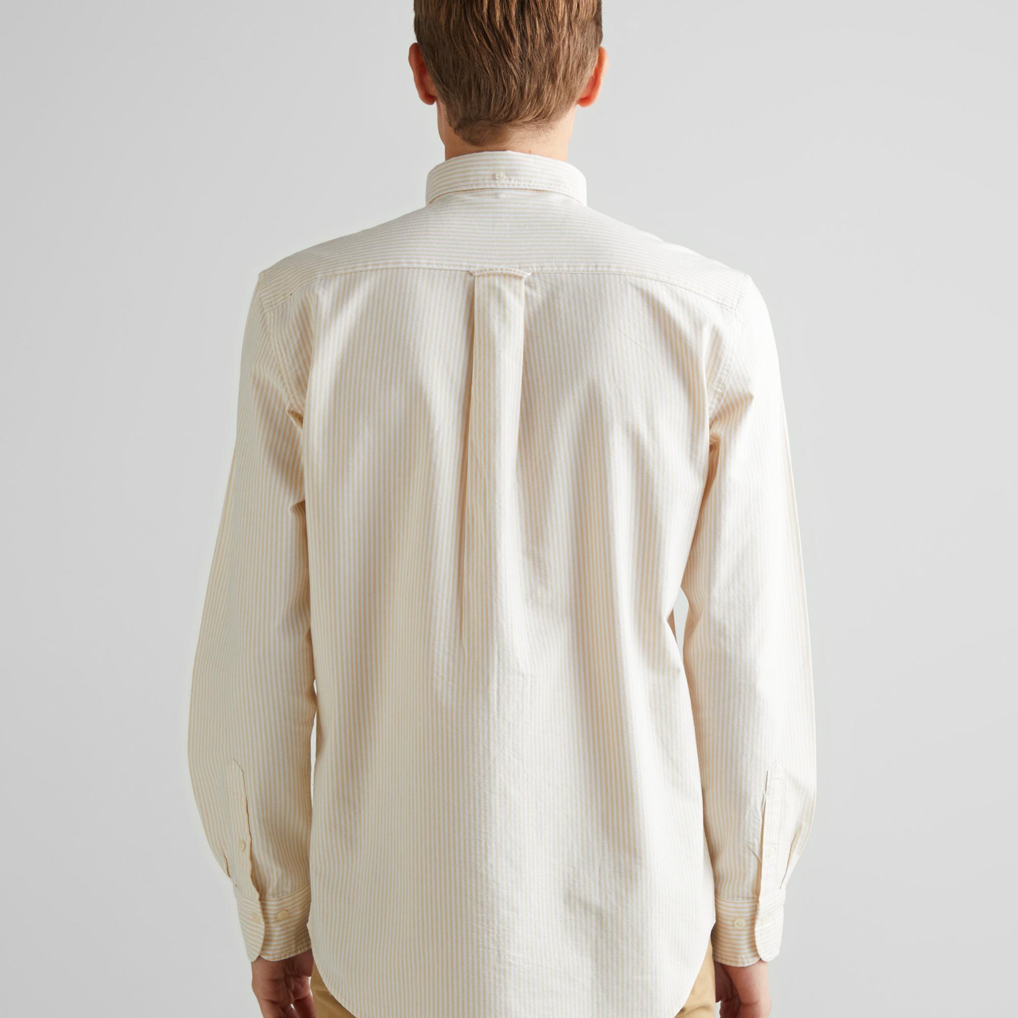 GANT Erkek Krem Regular Fit Düğmeli Yaka Çizgili Oxford Gömlek