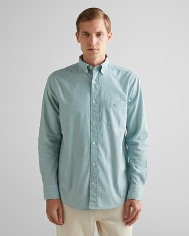  GANT Erkek Yeşil Regular Fit Çizgili Düğmeli Yaka Gömlek