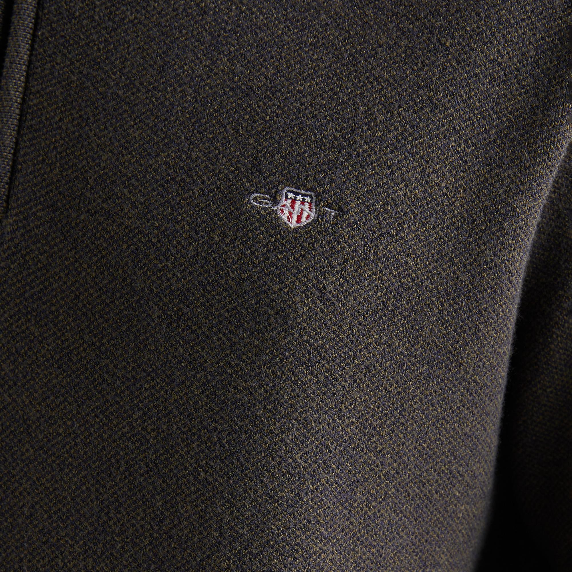 GANT Erkek Yeşil Relaxed Fit Yarım Fermuarlı Renk Bloklu Kazak