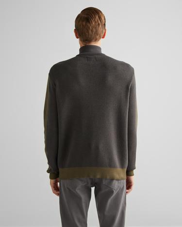  GANT Erkek Yeşil Relaxed Fit Yarım Fermuarlı Renk Bloklu Kazak