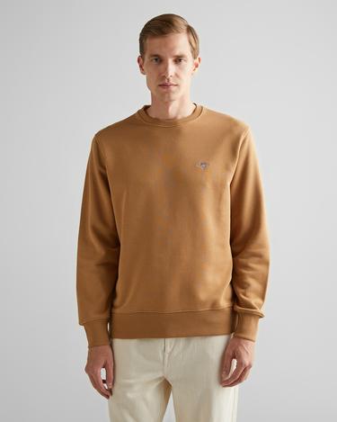  GANT Erkek Kahverengi Regular Fit Bisiklet Yaka Sweatshirt
