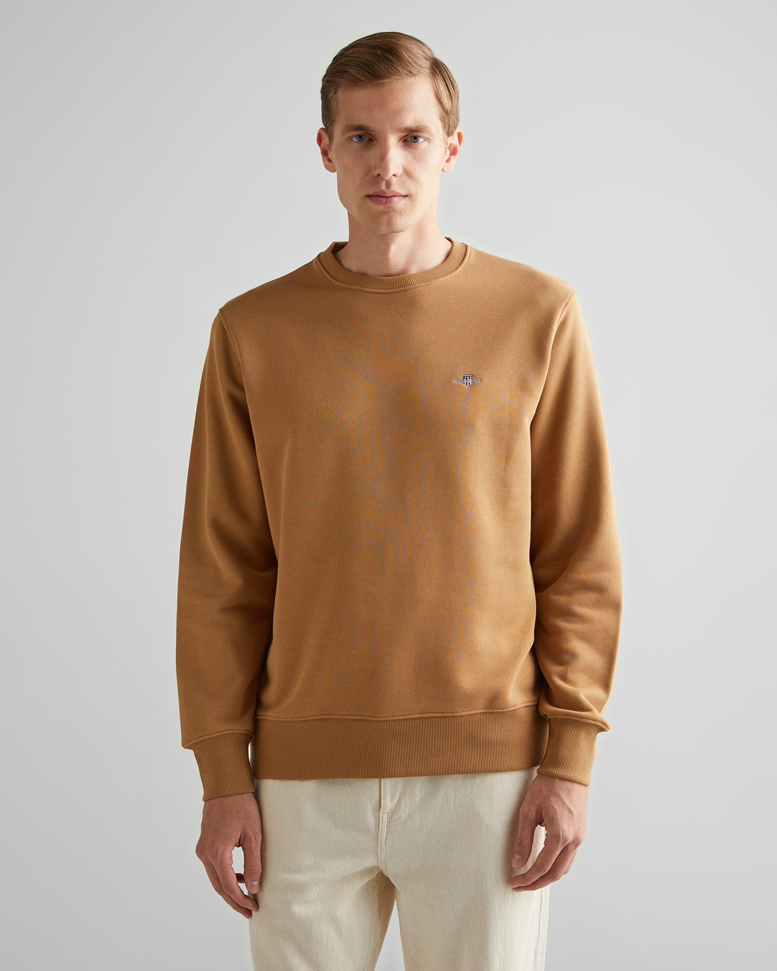  GANT Erkek Kahverengi Regular Fit Bisiklet Yaka Sweatshirt