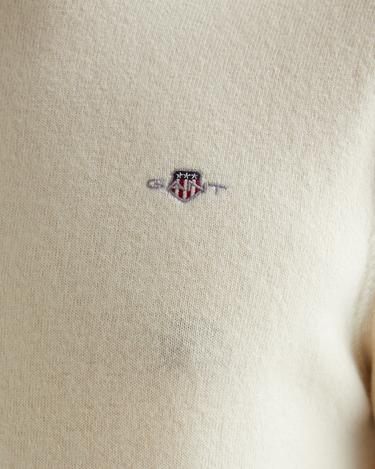  GANT Erkek Krem Regular Fit Bisiklet Yaka Yün Kazak