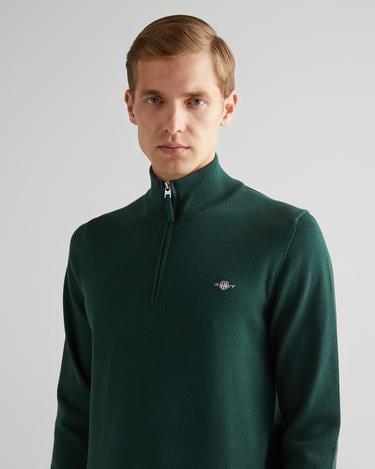  GANT Erkek Yeşil Regular Fit Yarım Fermuarlı Kazak