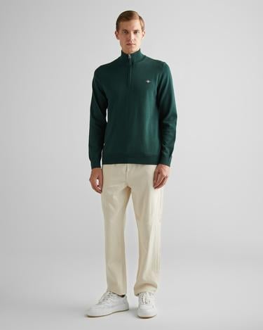  GANT Erkek Yeşil Regular Fit Yarım Fermuarlı Kazak