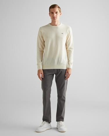  GANT Erkek Krem Regular Fit Bisiklet Yaka Yün Kazak