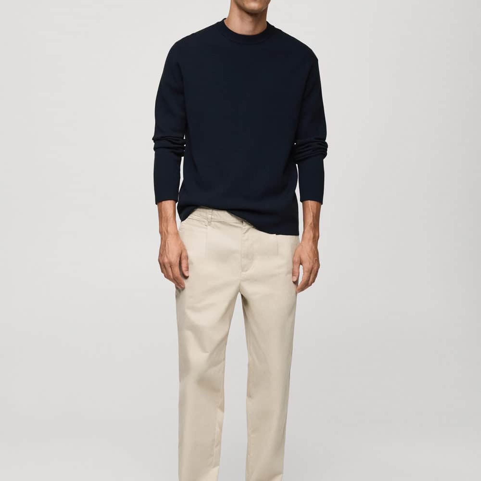 Mango Erkek Regular Kesim Orta Kalınlıkta Triko Kazak Lacivert