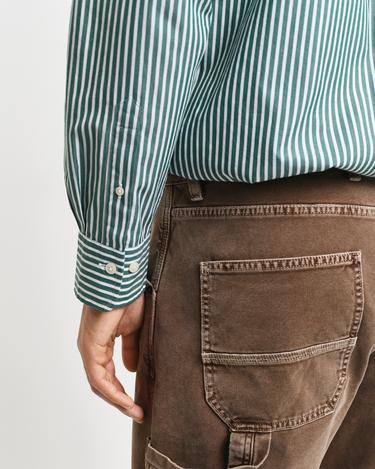  GANT Erkek Yeşil Regular Fit Düğmeli Yaka Çizgili Gömlek
