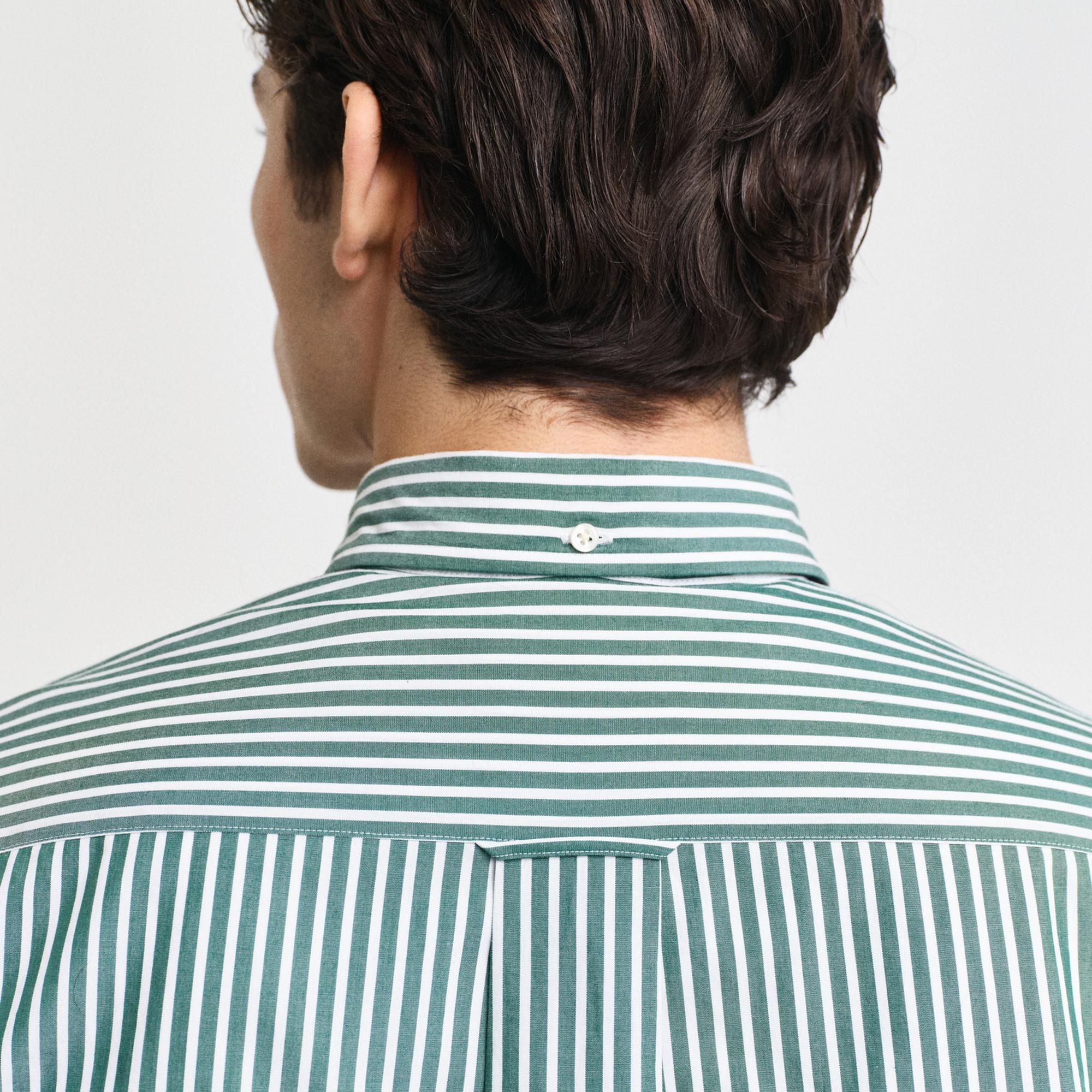 GANT Erkek Yeşil Regular Fit Düğmeli Yaka Çizgili Gömlek