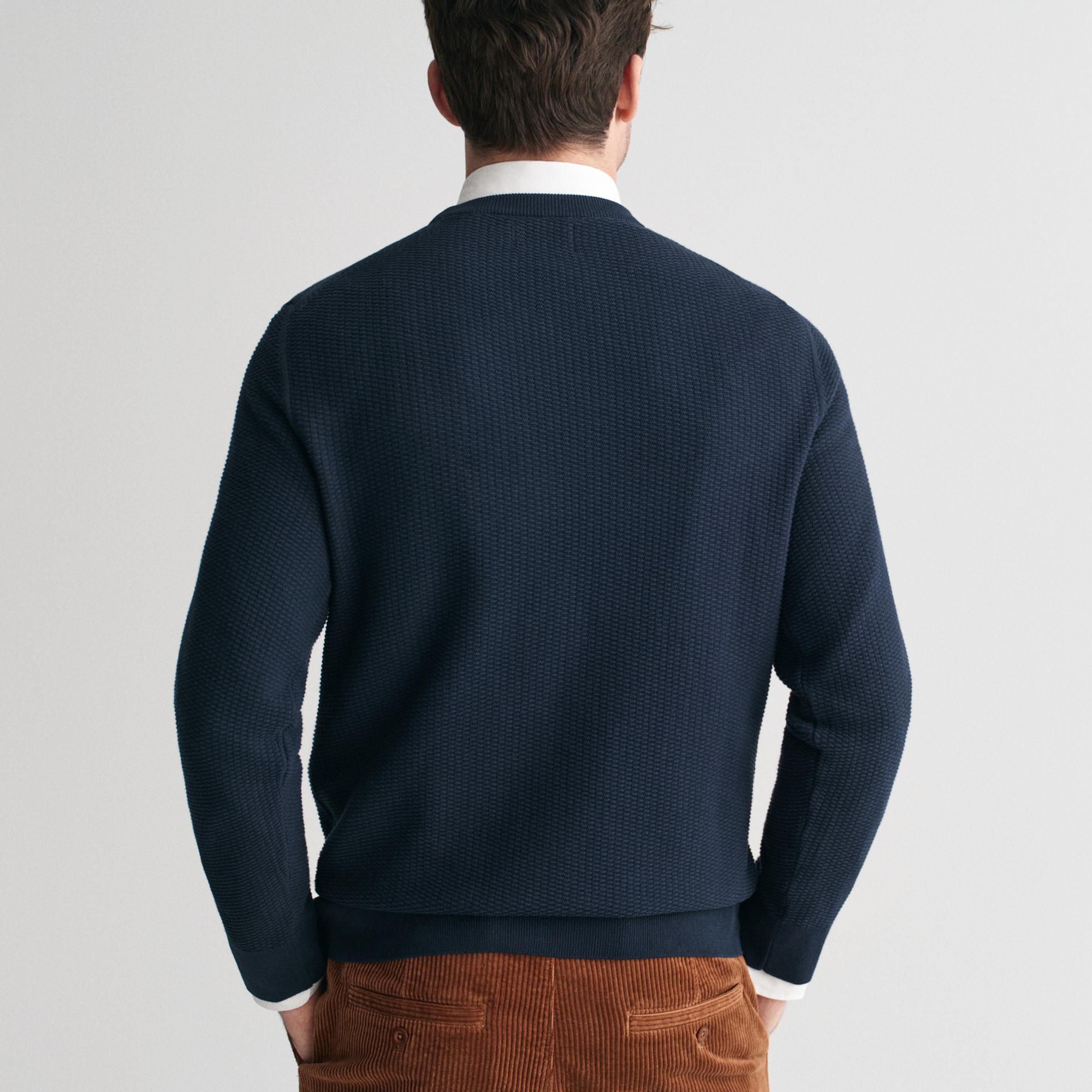 GANT Erkek Lacivert Regular Fit Bisiklet Yaka Kazak