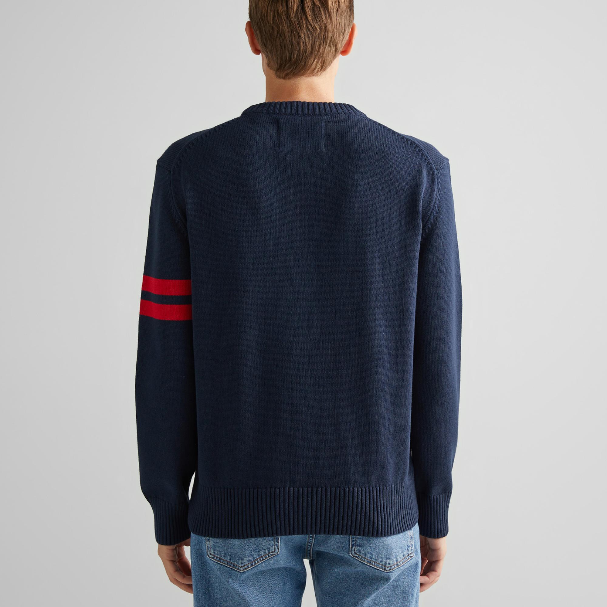 GANT Erkek Lacivert Relaxed Fit Bisiklet Yaka Logolu Kazak