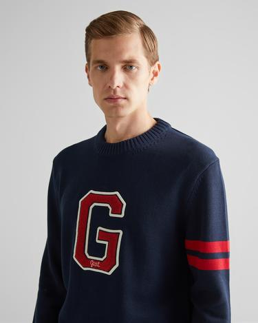  GANT Erkek Lacivert Relaxed Fit Bisiklet Yaka Logolu Kazak