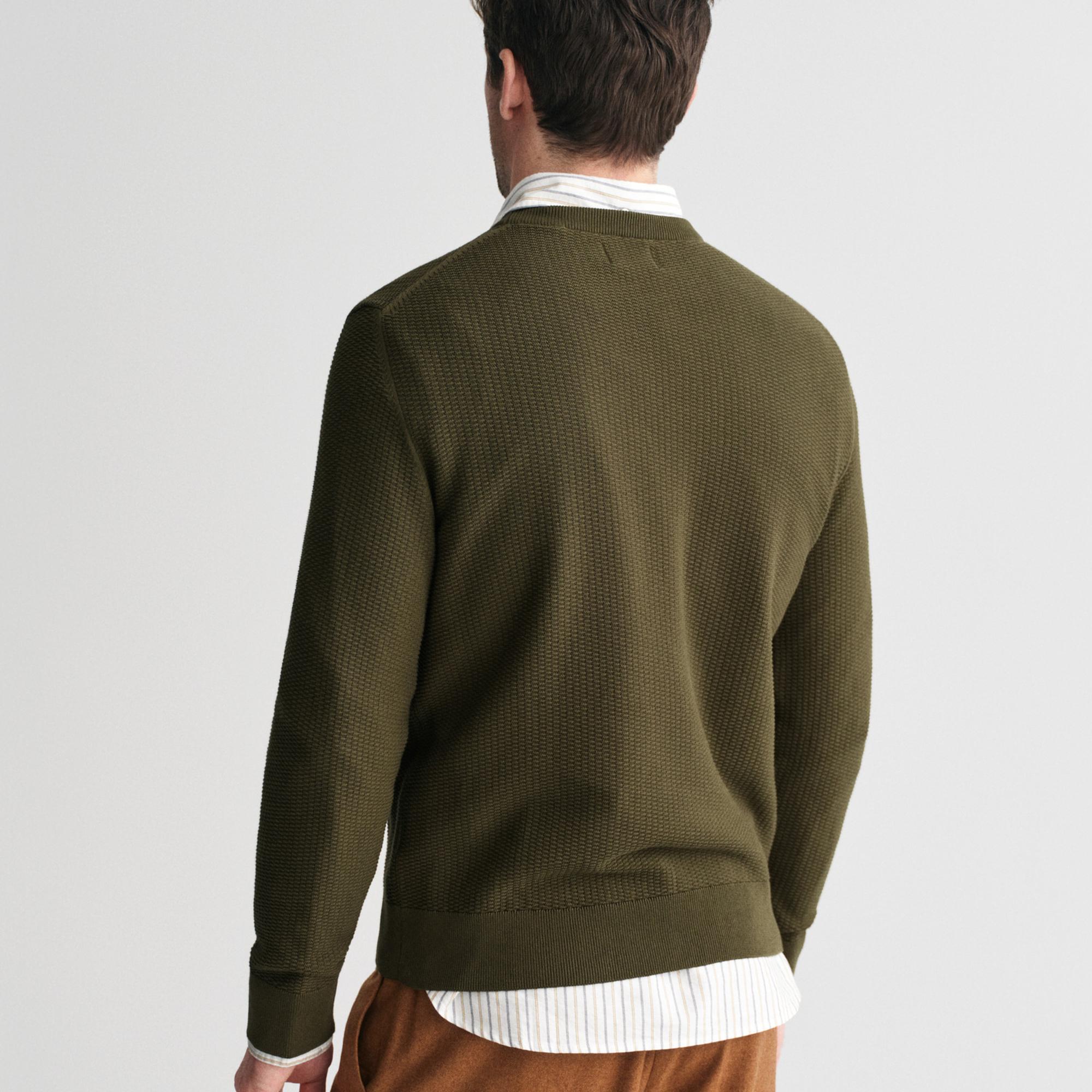 GANT Erkek Yeşil Regular Fit Bisiklet Yaka Kazak