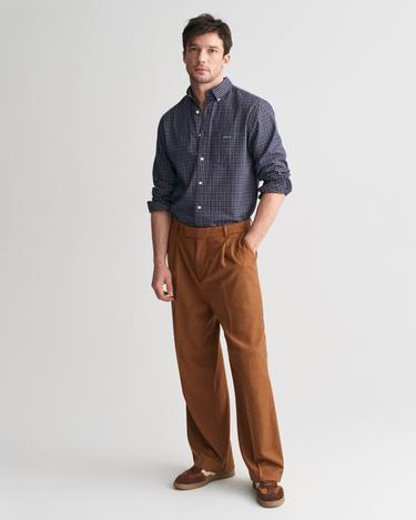  GANT Erkek Lacivert Regular Fit Düğmeli Yaka Kareli Gömlek