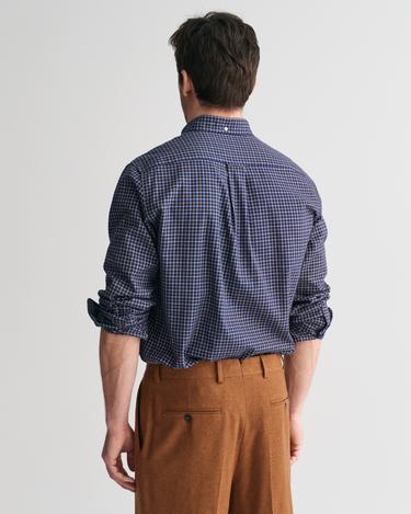  GANT Erkek Lacivert Regular Fit Düğmeli Yaka Kareli Gömlek
