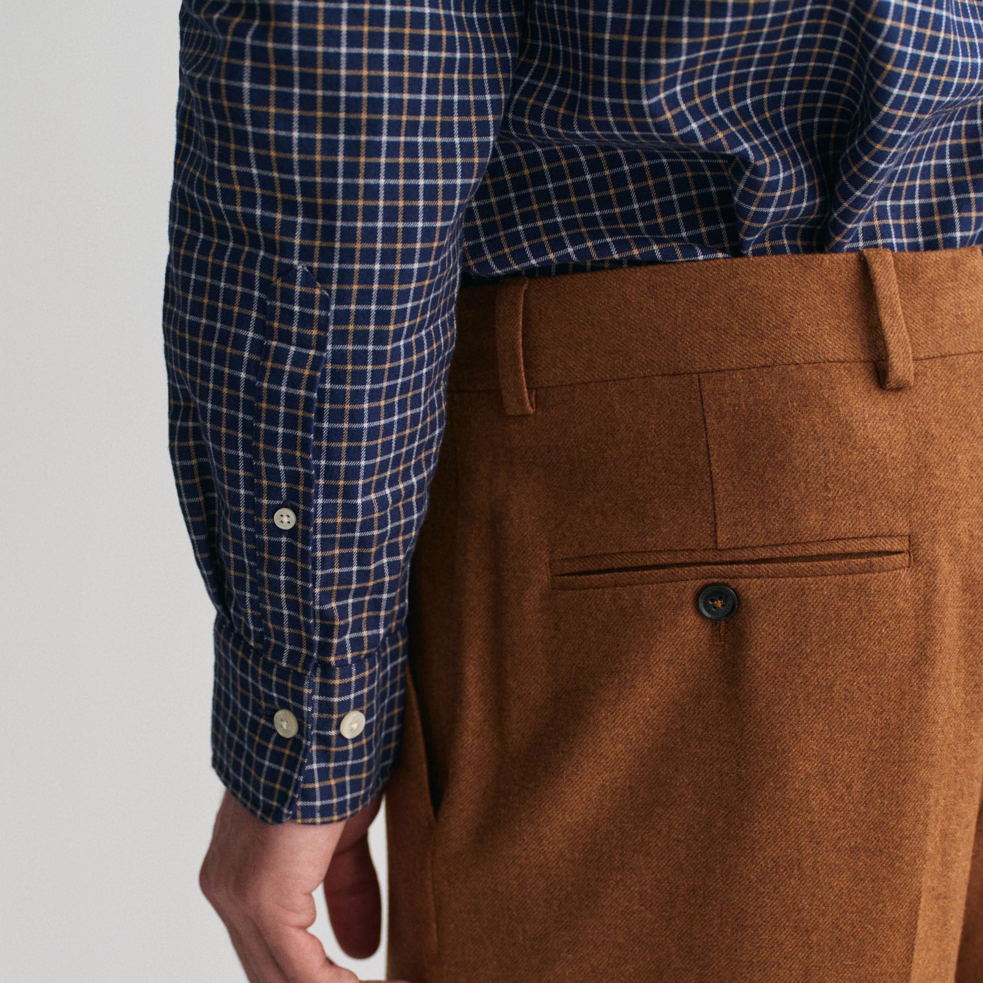 GANT Erkek Lacivert Regular Fit Düğmeli Yaka Kareli Gömlek